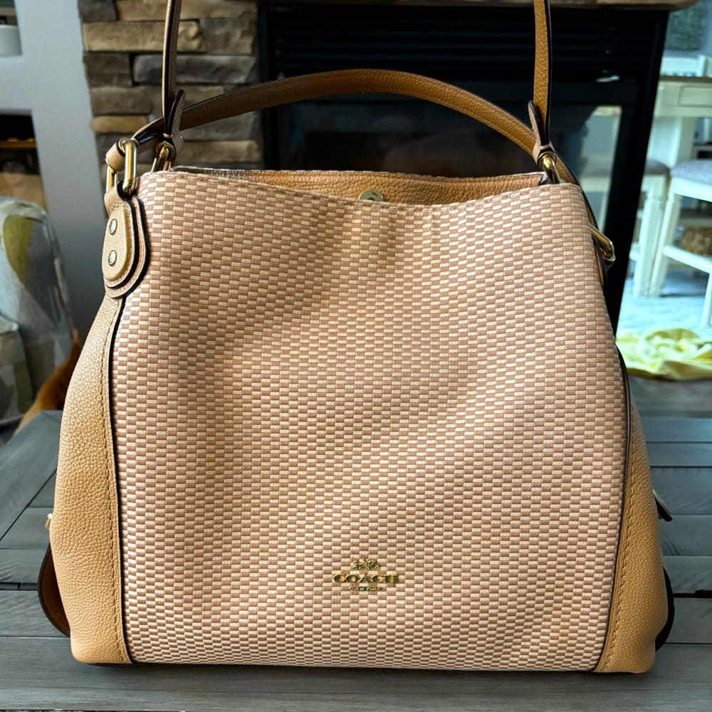 Coach Dalton Shoulder Bag in Tan and Cream